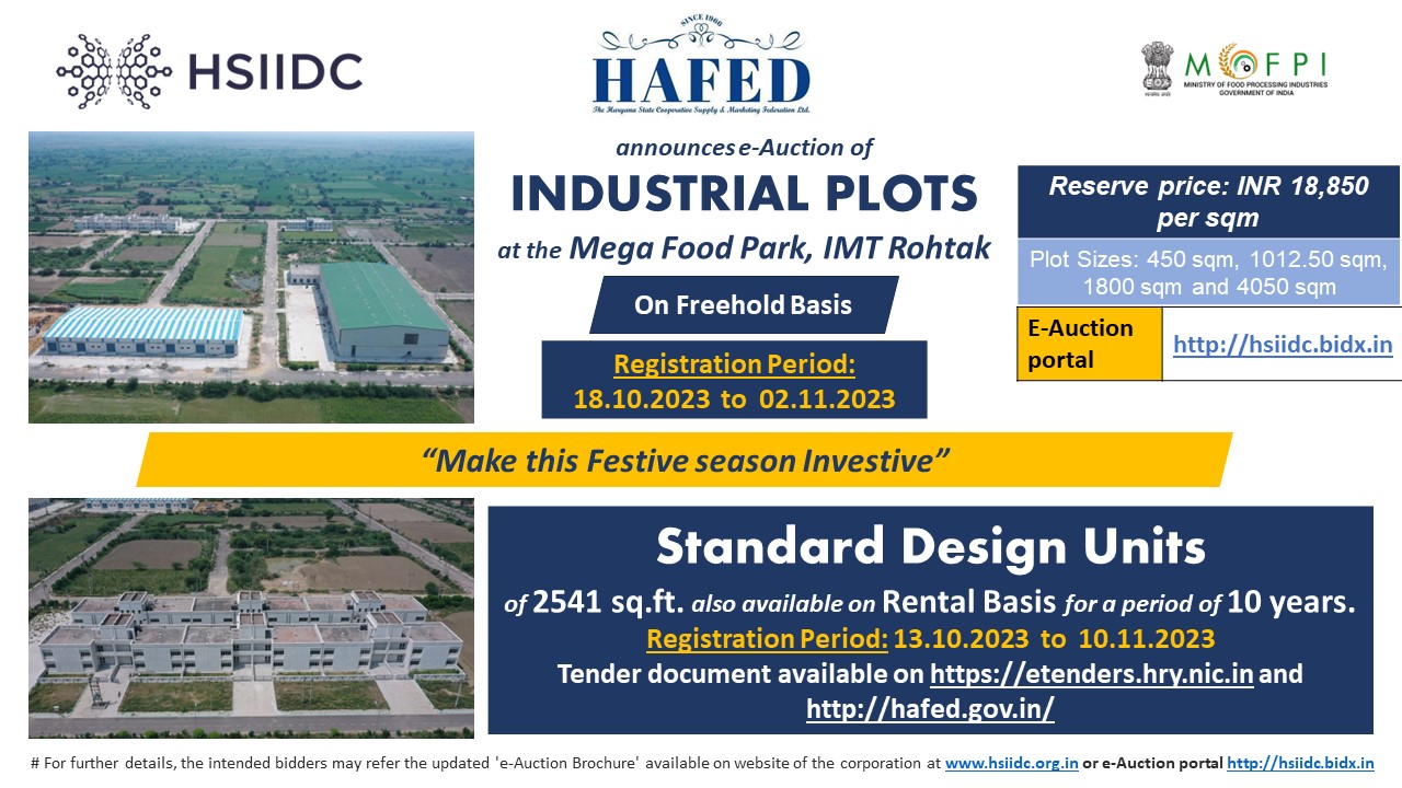 E-AUCTION FOR INDUSTRIAL PLOTS AND E-TENDER FOR STANDARED DESIGN UNITS